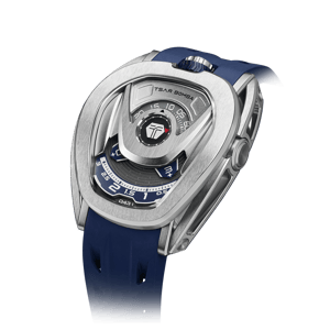 TSAR BOMBA Men's Reactor Series Automatic Mechanical Watch | Silver Blue | Wandering Hour Satellite Display | Waterproof Luxury Cyberpunk Timepiece