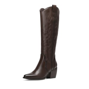 DREAM PAIRS Dallas Embroidered Western Cowboy Knee High Boots