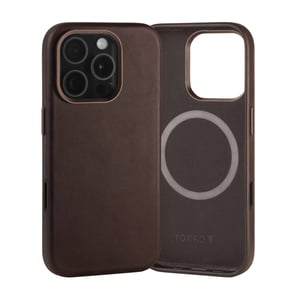 iPhone 16 Pro Leather Slimline Bumper Case (MagSafe Compatible) - Dark Brown