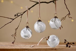 nkuku Lohara Baubles Set Of 4 | Christmas Decorations | White
