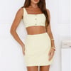 Ultimate Desire Tweed Sequin Crop Top Yellow