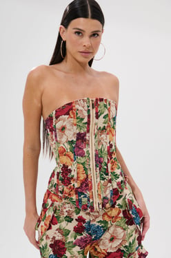 AKIRA Floral For Days Brocade Corset Top | Size 1X
