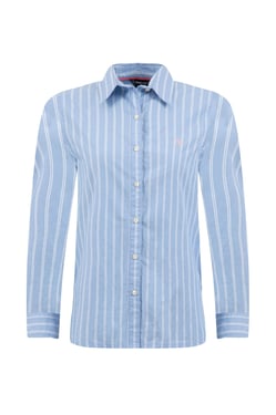 Weird Fish Roscoe Striped Boyfriend Shirt Denim Size 8