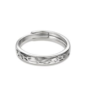Jeulia "Endless Love" Vine Flower Design Adjustable Sterling Silver Men's Band