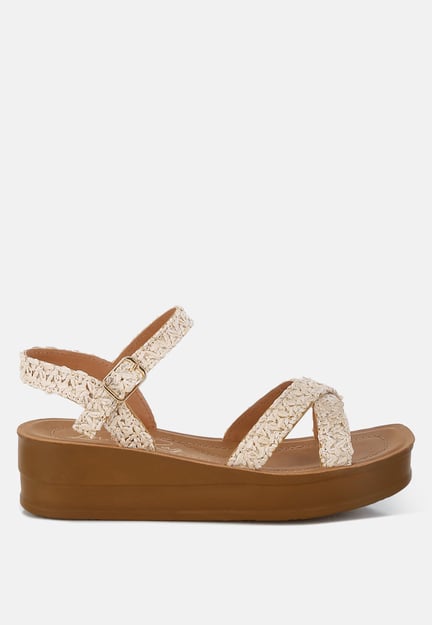 Sephone Woven Square Toe Wedges