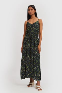 Strappy Maxi Dress - Emerald Fields / 3XL