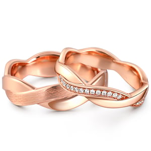 Jeulia "Unbreakable Love" Intertwined Design Sterling Silver Couple Rings
