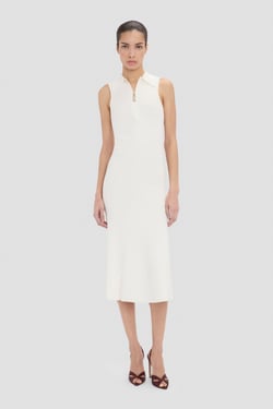 Victoria Beckham Mira Midi Dress In White - XL - Womens
