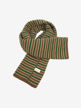 Retro Multicolor Striped Knit Scarf - Green / ONE SIZE