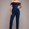Goddiva Lurex Cowl Neck Romper - Navy