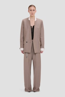 Victoria Beckham Collarless Jacket In Limestone - Size 14 UK
