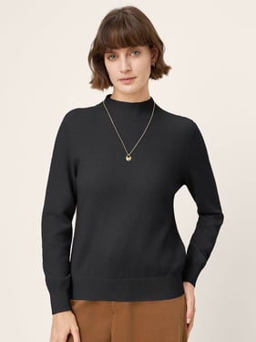 100% Mongolian Cashmere Seamless Wide Ribbed Edge Sweater MONA - Charcoal Grey / XXL