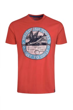 Weird Fish Coasting Eco Front Print Graphic T-Shirt Retro Red Size 2XL
