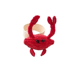 Crab Handwoven Iraca Napkin Ring - Red