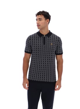 Jackson Jacquard Knit Zip Polo Shirt - 4XL