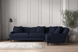 nkuku Deni Right Hand Corner Sofa | Make To Order | Grand | Brera Linen Indigo