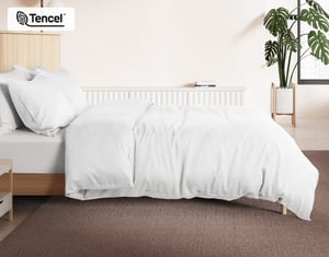 QE Home 350TC BeechBliss TENCEL™ Modal Duvet Cover in White, Queen