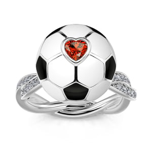 Jeulia "Play Football" Sterling Silver Rotating Soothe Ring