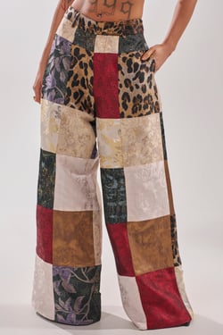 AKIRA Made You Look Patchwork Trouser Pants | Brown | Size 1X