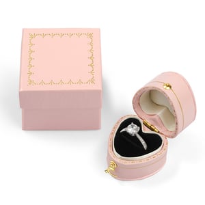 Jeulia Romantic Pink Heart Shaped Ring Box