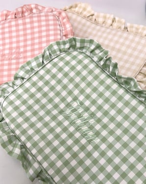 Gingham Ruffle Wash Bag for Children - Blue
