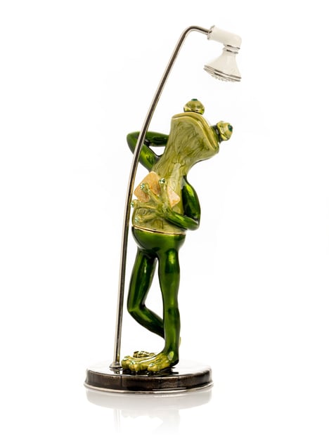 Green Frog in Shower Faberge Style Trinket Box