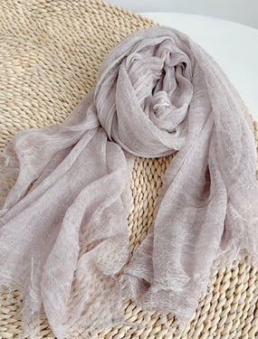 Wool Tencel Solid Ruched Lightweight Scarf - Lavender / One Size