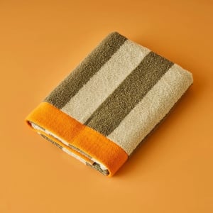Line Striped Colorful Cotton Hand Towel - Green