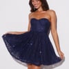 Soirée Star Strapless Sequin Mini Dress Navy