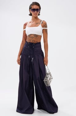 AKIRA Dance The Night Away Denim Palazzo Pants | Size XL