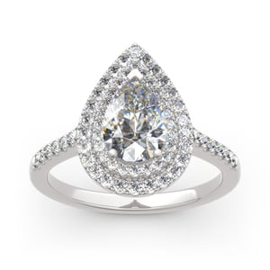 Jeulia Double Halo Pear Cut Sterling Silver Ring