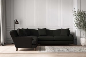 nkuku Deni Left Hand Corner Sofa | Make To Order | Super Grand | Brera Linen Charcoal