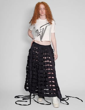 Parachute Skirt with Tassels - Black or White