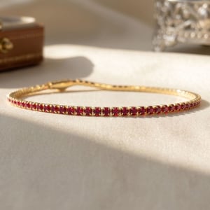 Garnet January Birthstone Dainty Gold Plated Tennis Bracelet