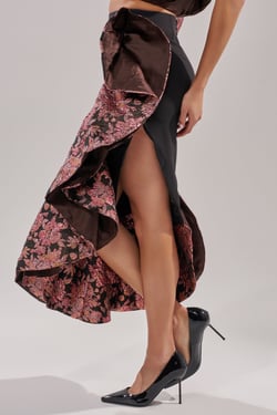 AKIRA So Much In Love Brocade Maxi Skirt | Black | Size 1X
