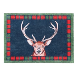 Tartan Stag Washable Doormat - 65x85cm