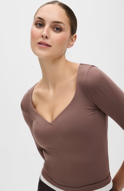 Iconic 3/4 Sleeve MicroPerle Top - cappuccino / XL