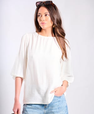 White Puff Sleeve Blouse - 18