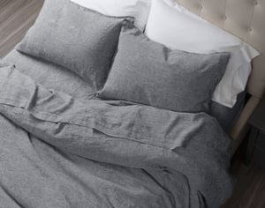 QE Home European Linen Duvet Cover in Indigo Grey, King