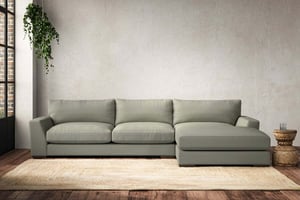 nkuku Guddu Large Right Hand Chaise Sofa | Make To Order | Recycled Cotton Seaspray | No Colour