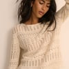 Cream Pointelle Boat Neck Jumper