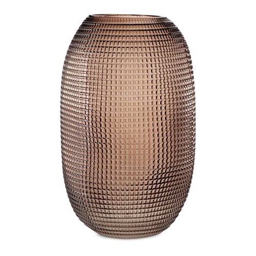 Embossed Glass Vase-Large-Coffee