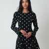 Black Polka Dot Long Sleeve Paris Mini Dress