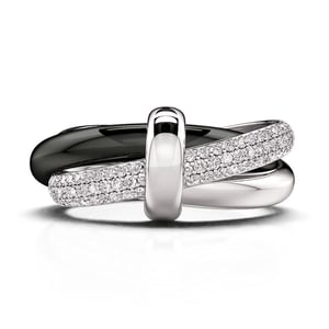 Jeulia Classic Black and White Trinity Ring