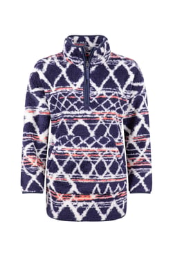 Weird Fish Pikard Printed Plush Qtr Zip Fleece Navy Size 8