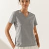 Stretch-Knit Bamboo Classic Basic Tee BELLE - Neutral Grey / V-Neck / XL