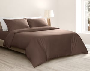 QE Home Bamboo Cotton Duvet Cover, Bamboo Cotton in Mocha Whip, Brown, King