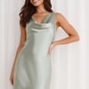 Know Best Satin Mini Dress Sage
