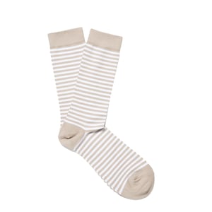 Sunspel Cotton Socks White / Light Sand English Stripe