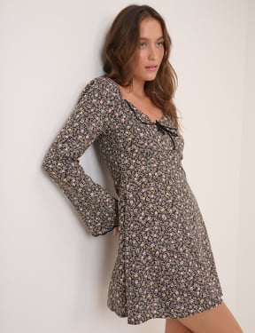 Black Ditsy Floral Lyon Mini Dress